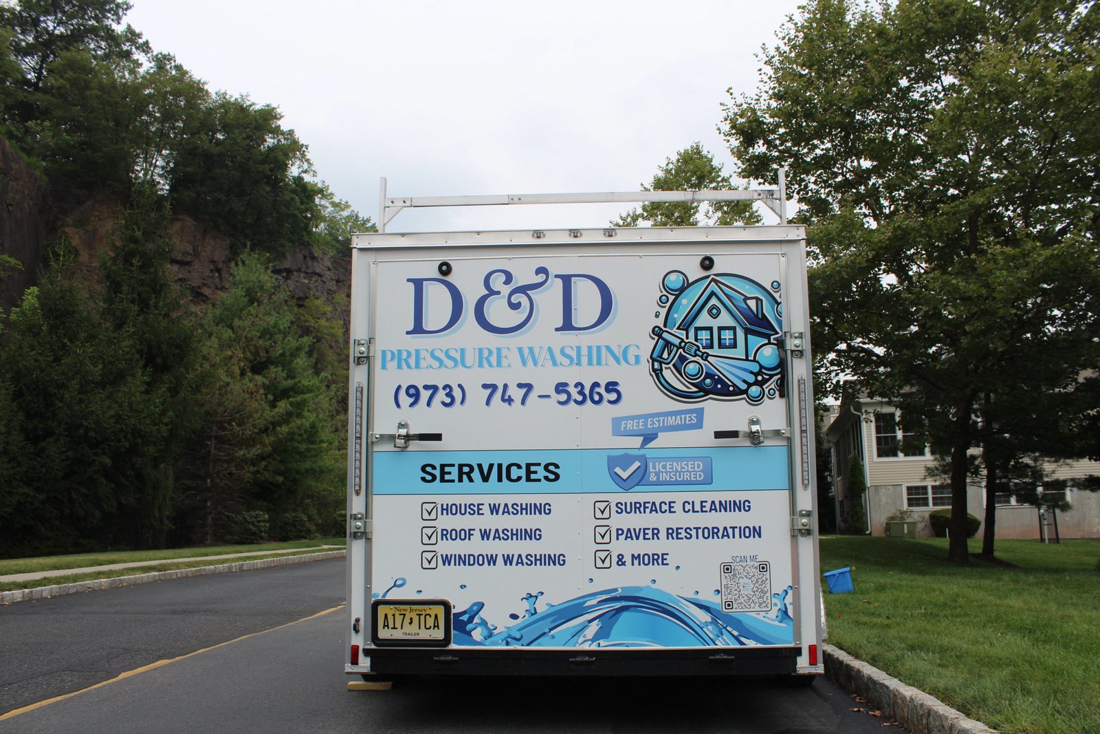 Main rig back view, D&D Pressure Washing enclosed trailer
