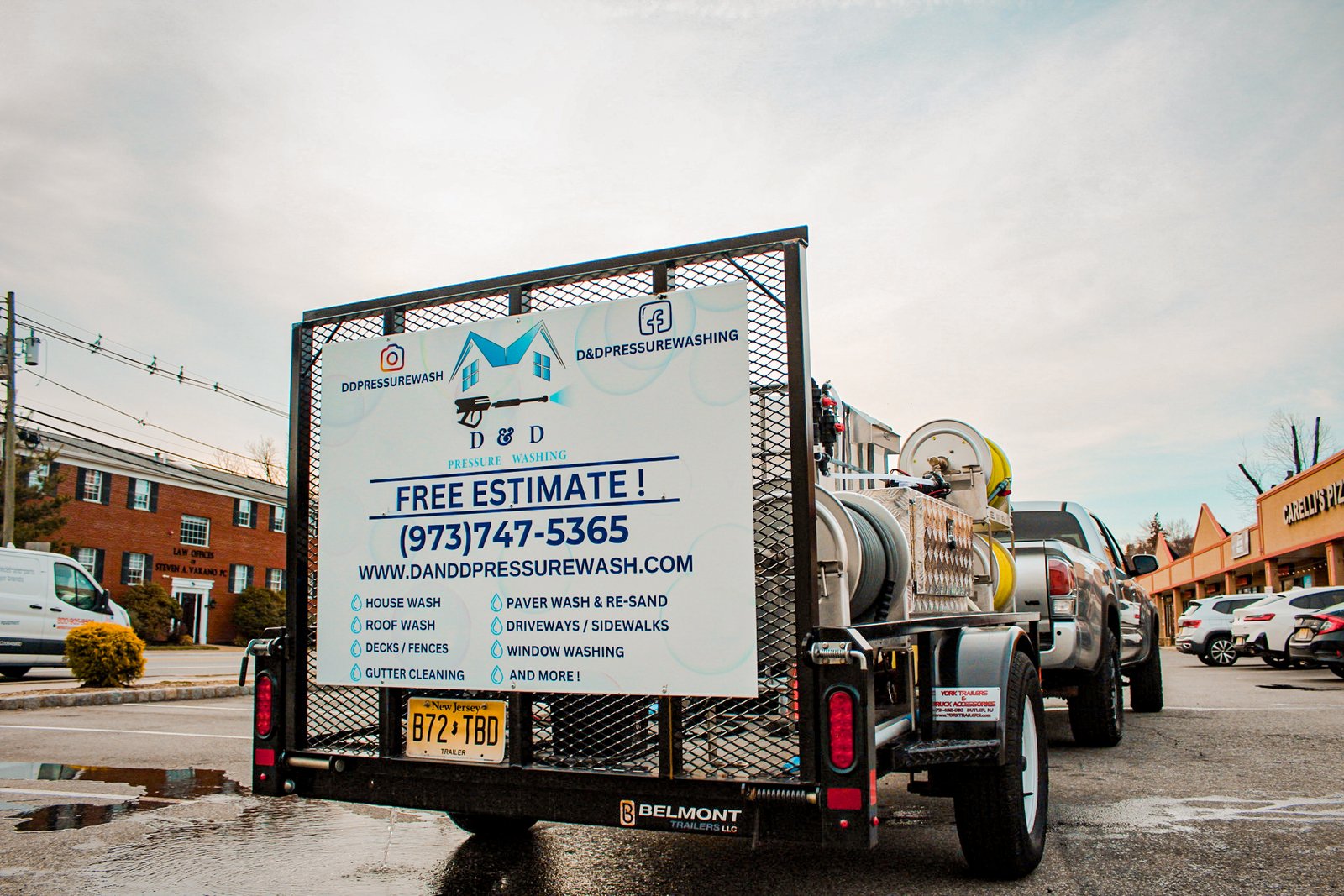 OG rig rear with signage, pressure washing NJ