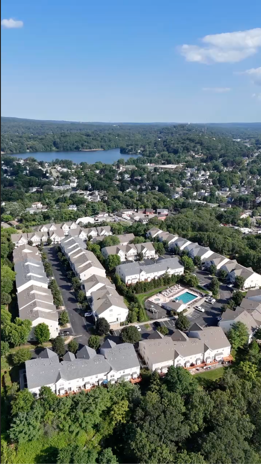 Multi-unit HOA community aerial view, HOA pressure washing near me in North Jersey