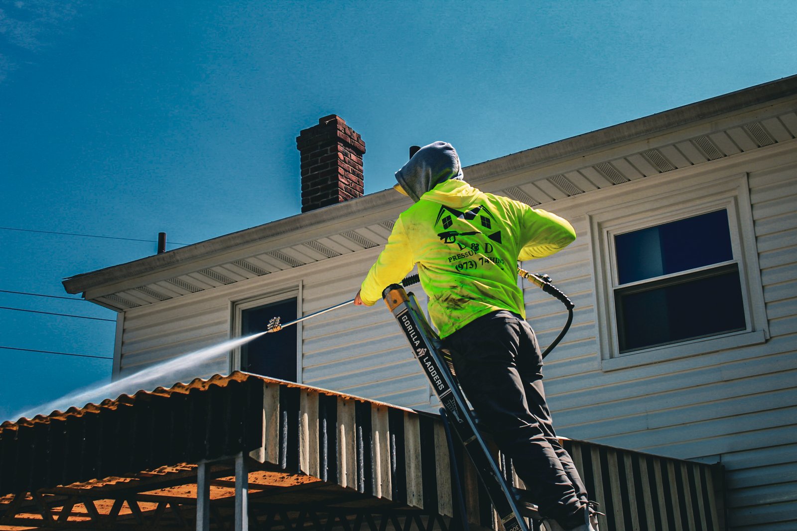 Working up at the roofline in North Jersey