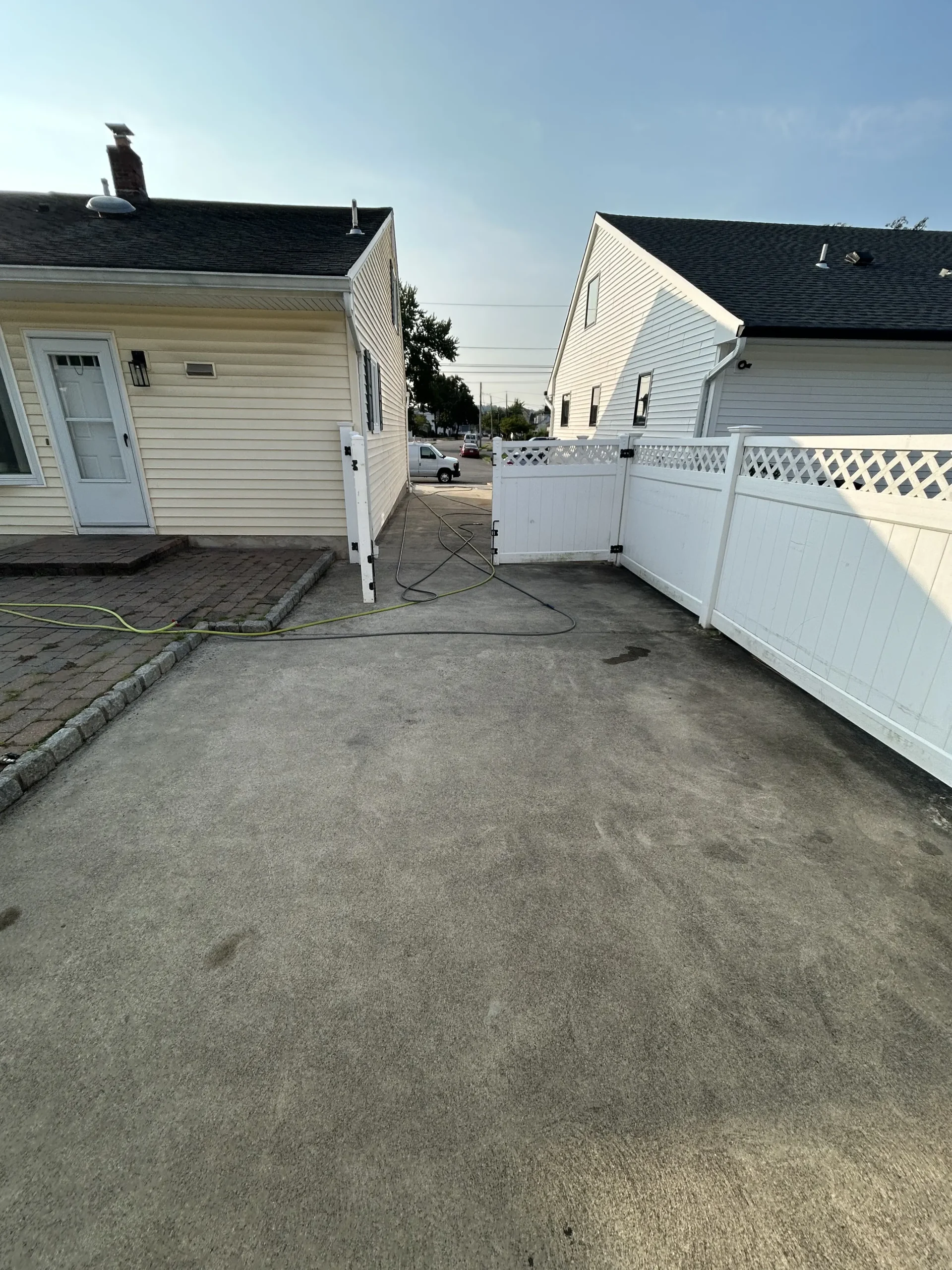 Patio before pressure washing